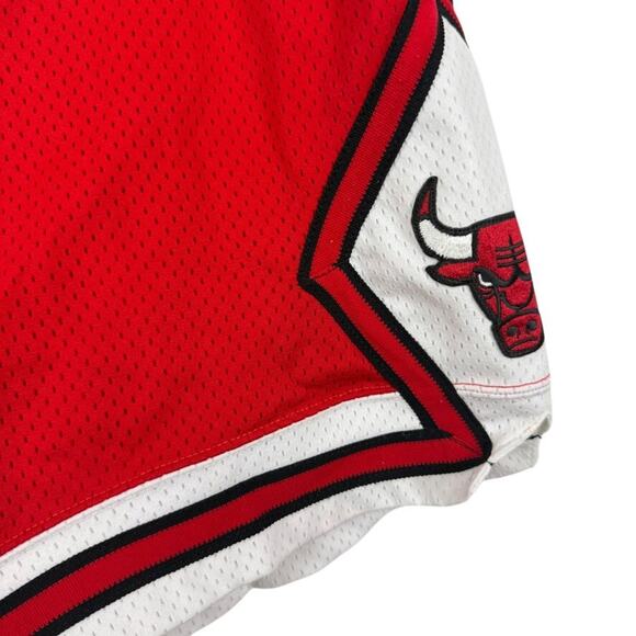 Vintage 90s NBA Chicago Bulls Champion Pro Cut Game Shorts sz 38 Red USA Made - Picture 7 of 16